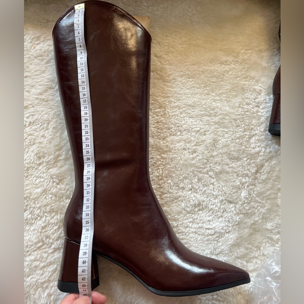 Elegant Anchora Red Leather Knee-High Boots - Picture 8 of 16